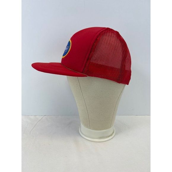 Vintage Chevrolet Bow Tie Embroidered Red Trucker Hat Mesh Cap - Picture 3 of 7